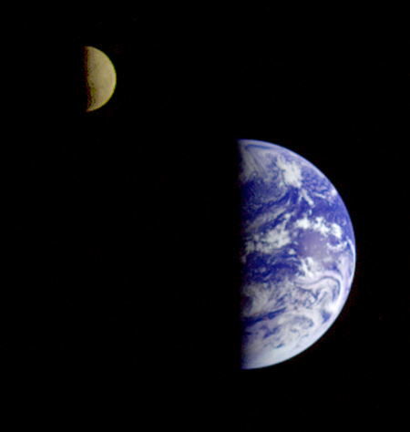 Earth-Moon From NASA's Galileo, Heading To Jupiter